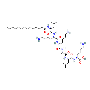 Estructura molecular Miristoil Hexapéptido-16 CAS 959610-54-9