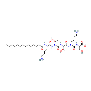 Estructura molecular Miristoil Pentapéptido-4 Myr-KTTKS CAS 1392416-25-9