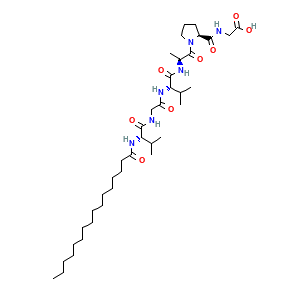 Estructura molecular Palmitoil Hexapéptido-12 Biopeptide-EL CAS 171263-26-6