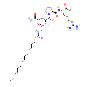Estructura molecular Palmitoyl Tetrapeptide-7 (Rigin) CAS 221227-05-0