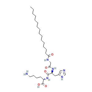 Palmitoyl Tripeptide-1 Pal-GHK estructura molecular CAS 147732-56-7